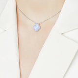 Van Cleef & Arpels Alhambra Chalcedony Pendant Necklace in 18k White Gold