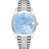 Rolex Datejust 41mm MOP Roman Diamond Dial Smooth Bezel Steel Mens Watch 126300