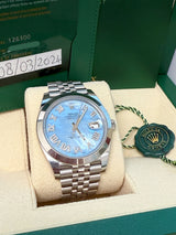 Rolex Datejust 41mm MOP Roman Diamond Dial Smooth Bezel Steel Mens Watch 126300