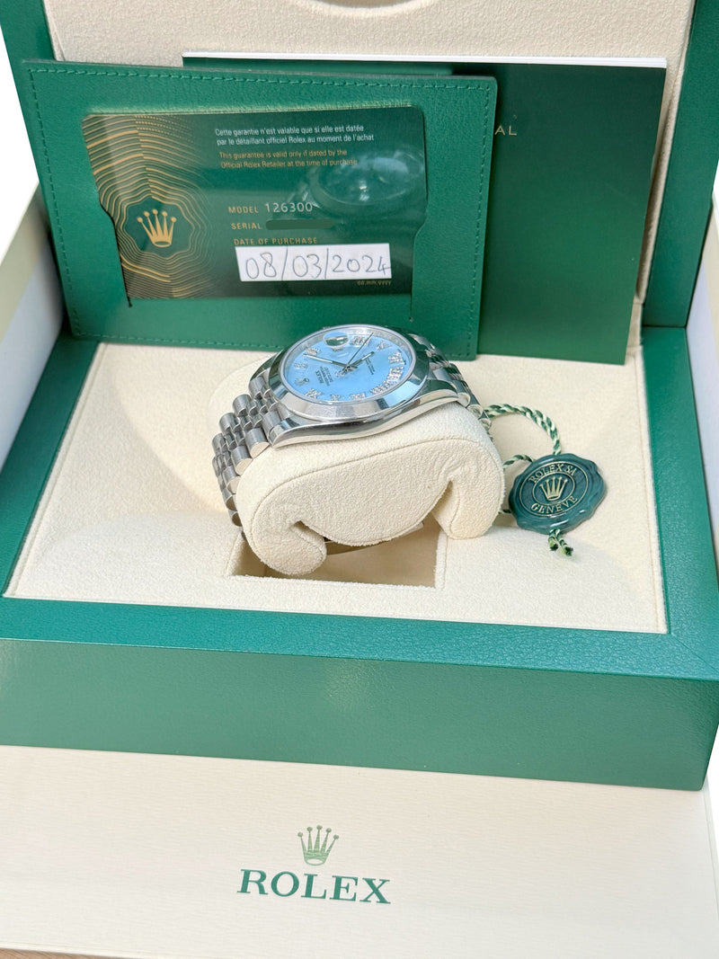 Rolex Datejust 41mm MOP Roman Diamond Dial Smooth Bezel Steel Mens Watch 126300