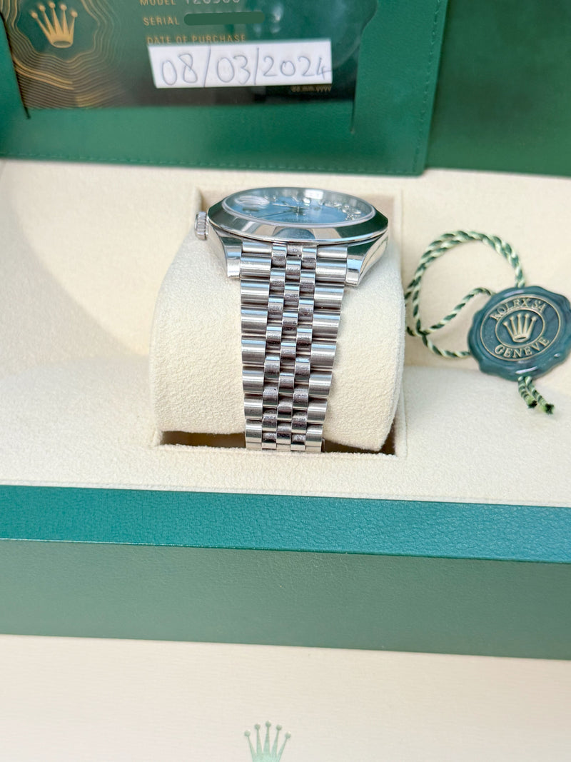 Rolex Datejust 41mm MOP Roman Diamond Dial Smooth Bezel Steel Mens Watch 126300