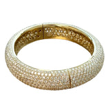 24.34ct Full Pavé Diamond Flawless Bangle 18K Yellow Gold VVS Clarity E–F Color