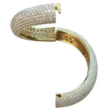 24.34ct Full Pavé Diamond Flawless Bangle 18K Yellow Gold VVS Clarity E–F Color