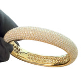 24.34ct Full Pavé Diamond Flawless Bangle 18K Yellow Gold VVS Clarity E–F Color