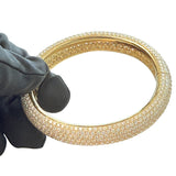 24.34ct Full Pavé Diamond Flawless Bangle 18K Yellow Gold VVS Clarity E–F Color