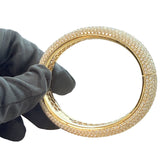 24.34ct Full Pavé Diamond Flawless Bangle 18K Yellow Gold VVS Clarity E–F Color