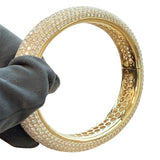 24.34ct Full Pavé Diamond Flawless Bangle 18K Yellow Gold VVS Clarity E–F Color