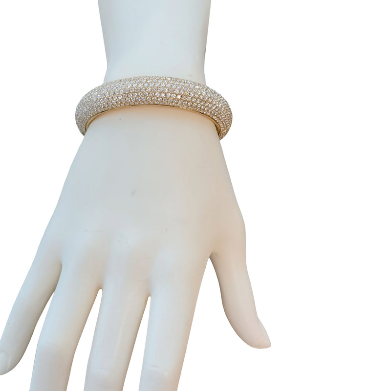 24.34ct Full Pavé Diamond Flawless Bangle 18K Yellow Gold VVS Clarity E–F Color