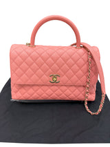 Chanel Coco Handle Flap Grained Calfskin Leather Handbag Pink