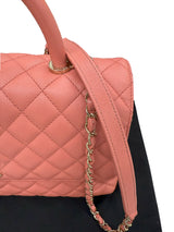 Chanel Coco Handle Flap Grained Calfskin Leather Handbag Pink