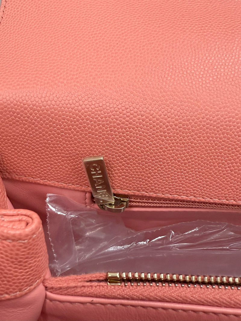 Chanel Coco Handle Flap Grained Calfskin Leather Handbag Pink