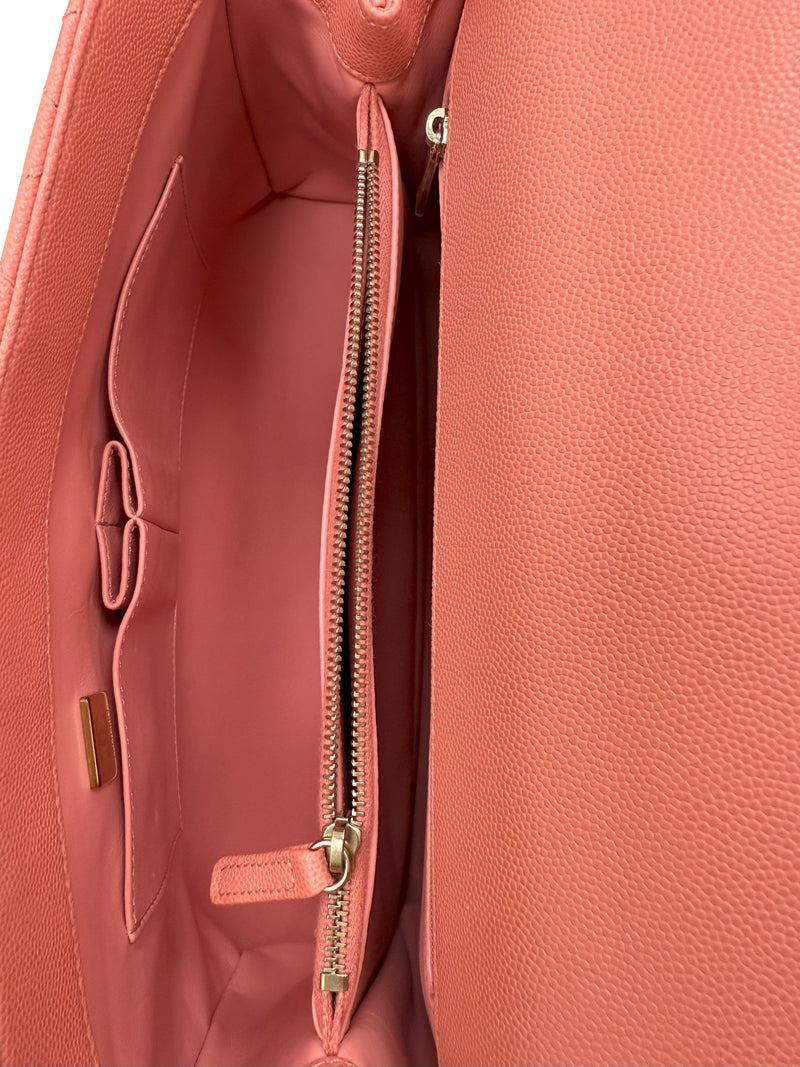 Chanel Coco Handle Flap Grained Calfskin Leather Handbag Pink