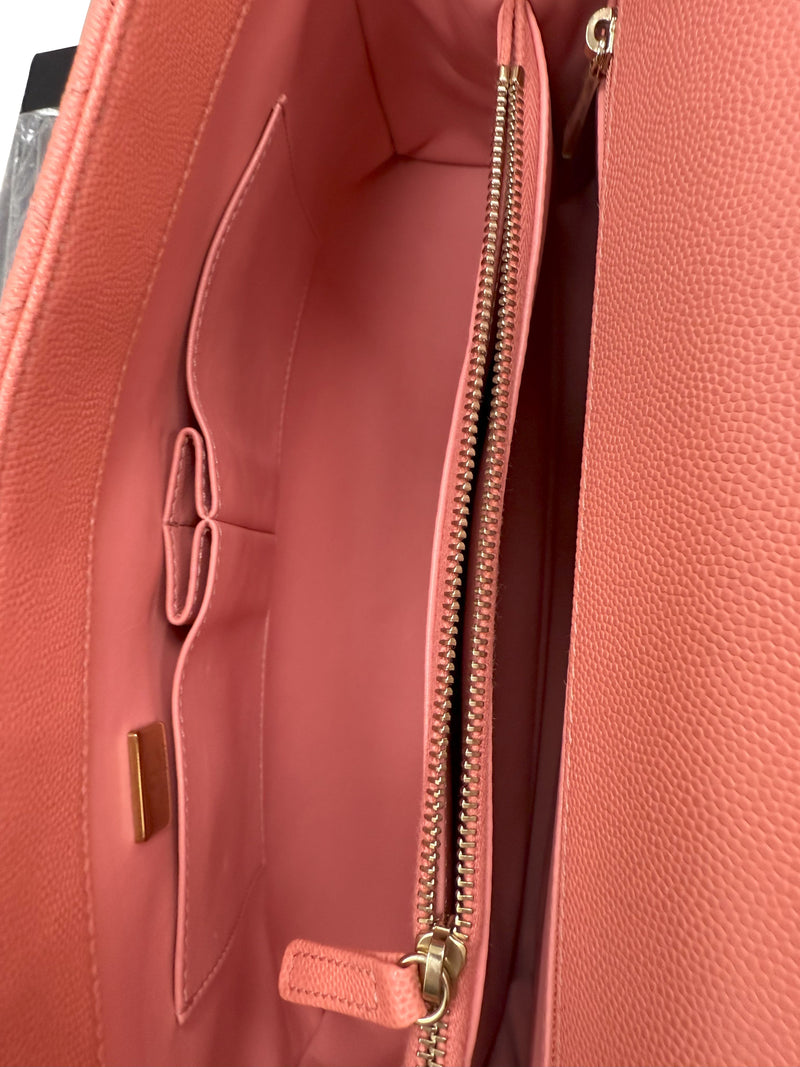 Chanel Coco Handle Flap Grained Calfskin Leather Handbag Pink