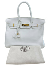 Hermes Birkin 35 White Clemence Leather With Gold Hardware Handbag