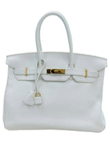 Hermes Birkin 35 White Clemence Leather With Gold Hardware Handbag