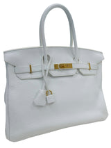 Hermes Birkin 35 White Clemence Leather With Gold Hardware Handbag