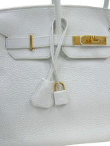 Hermes Birkin 35 White Clemence Leather With Gold Hardware Handbag