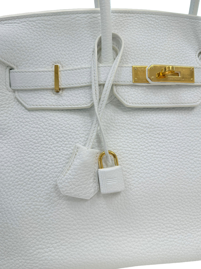 Hermes Birkin 35 White Clemence Leather With Gold Hardware Handbag