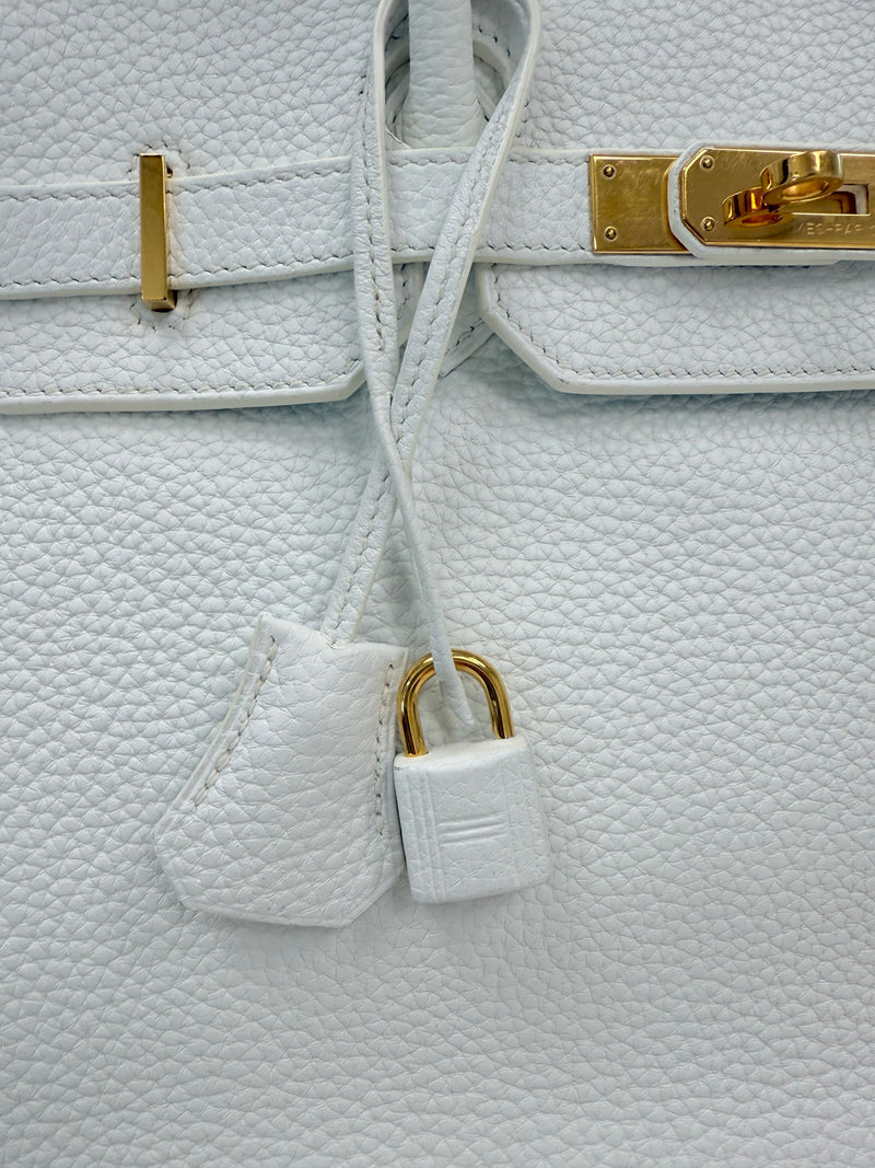 Hermes Birkin 35 White Clemence Leather With Gold Hardware Handbag