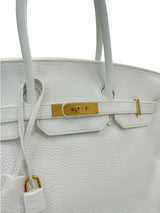 Hermes Birkin 35 White Clemence Leather With Gold Hardware Handbag