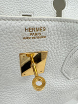 Hermes Birkin 35 White Clemence Leather With Gold Hardware Handbag