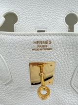 Hermes Birkin 35 White Clemence Leather With Gold Hardware Handbag