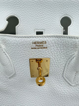 Hermes Birkin 35 White Clemence Leather With Gold Hardware Handbag
