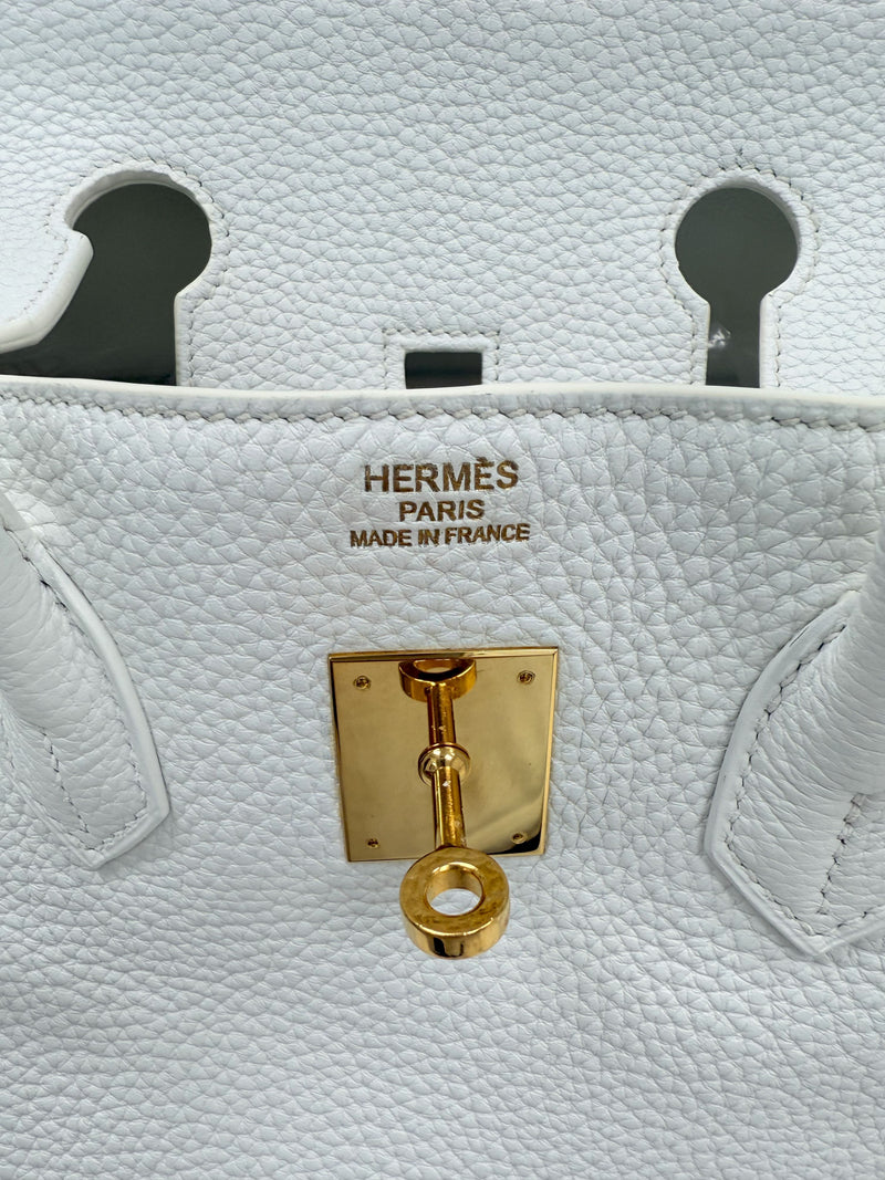 Hermes Birkin 35 White Clemence Leather With Gold Hardware Handbag