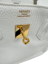 Hermes Birkin 35 White Clemence Leather With Gold Hardware Handbag