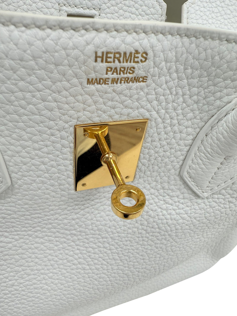 Hermes Birkin 35 White Clemence Leather With Gold Hardware Handbag