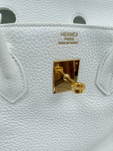 Hermes Birkin 35 White Clemence Leather With Gold Hardware Handbag