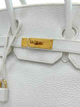 Hermes Birkin 35 White Clemence Leather With Gold Hardware Handbag
