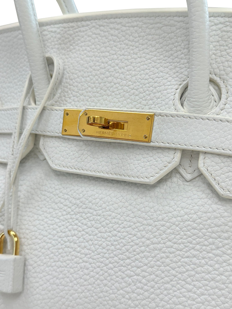 Hermes Birkin 35 White Clemence Leather With Gold Hardware Handbag