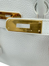Hermes Birkin 35 White Clemence Leather With Gold Hardware Handbag