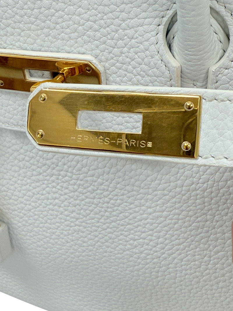 Hermes Birkin 35 White Clemence Leather With Gold Hardware Handbag