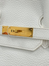 Hermes Birkin 35 White Clemence Leather With Gold Hardware Handbag