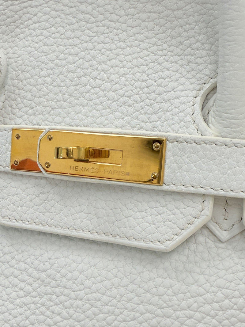 Hermes Birkin 35 White Clemence Leather With Gold Hardware Handbag