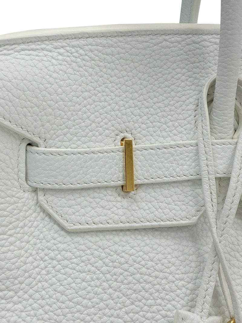 Hermes Birkin 35 White Clemence Leather With Gold Hardware Handbag