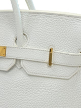 Hermes Birkin 35 White Clemence Leather With Gold Hardware Handbag