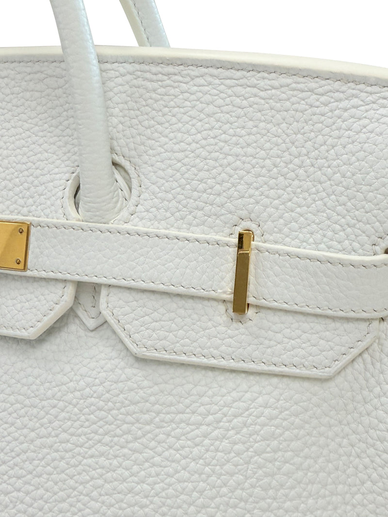 Hermes Birkin 35 White Clemence Leather With Gold Hardware Handbag