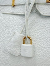 Hermes Birkin 35 White Clemence Leather With Gold Hardware Handbag