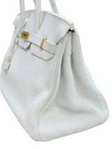 Hermes Birkin 35 White Clemence Leather With Gold Hardware Handbag