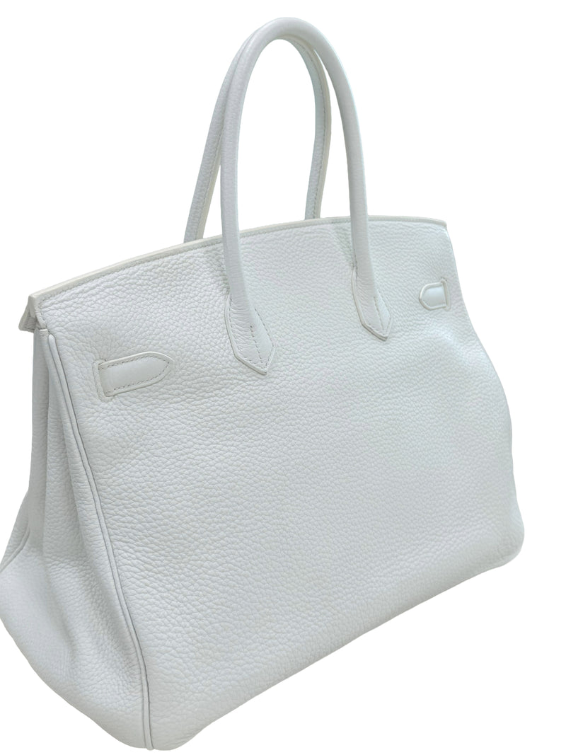 Hermes Birkin 35 White Clemence Leather With Gold Hardware Handbag