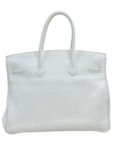 Hermes Birkin 35 White Clemence Leather With Gold Hardware Handbag