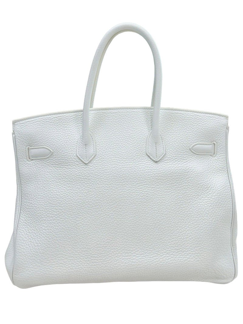 Hermes Birkin 35 White Clemence Leather With Gold Hardware Handbag
