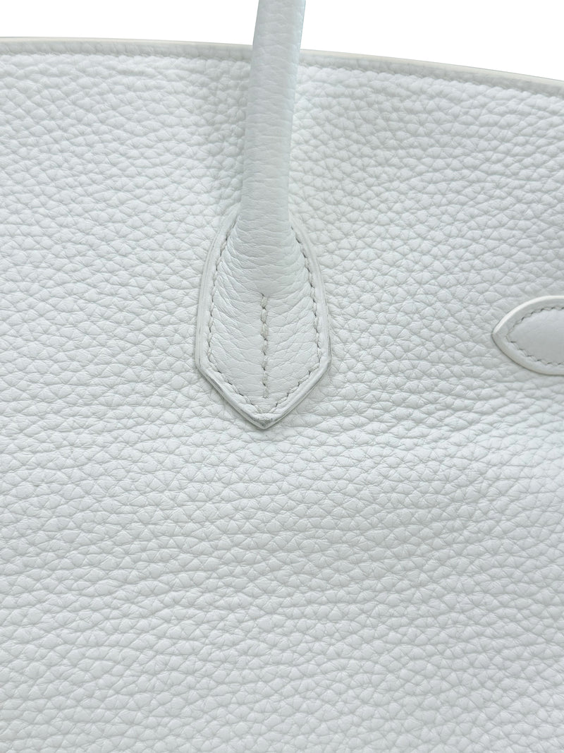 Hermes Birkin 35 White Clemence Leather With Gold Hardware Handbag
