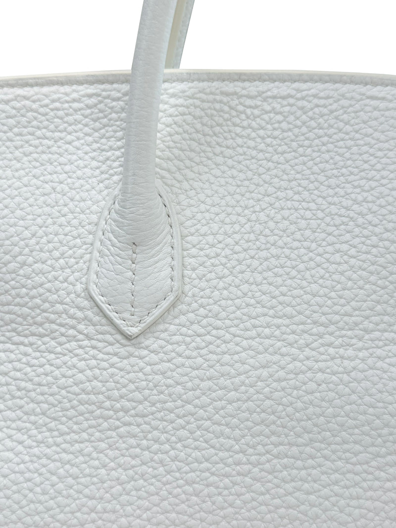 Hermes Birkin 35 White Clemence Leather With Gold Hardware Handbag