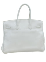 Hermes Birkin 35 White Clemence Leather With Gold Hardware Handbag