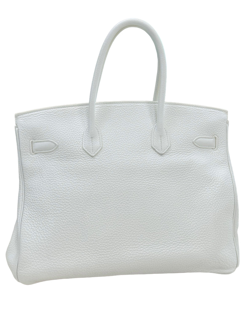 Hermes Birkin 35 White Clemence Leather With Gold Hardware Handbag