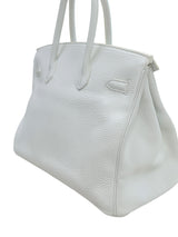 Hermes Birkin 35 White Clemence Leather With Gold Hardware Handbag